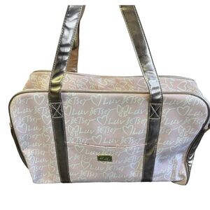 Betsey Johnson Weekender Travel Tote Bag Gold Handles